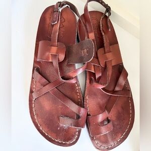 Leather Al Badawi Camel Sandals Hand Made in Jerusalem Sz 44 (10.5-11)